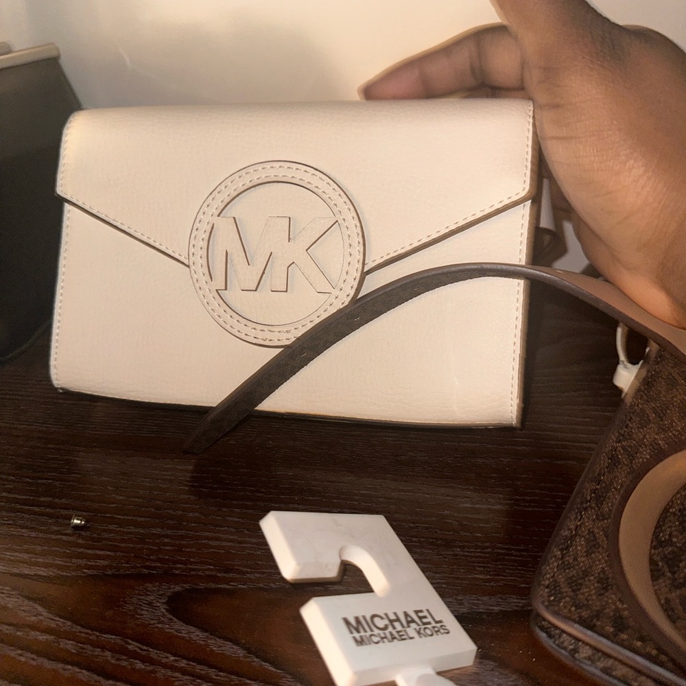 Michael Kors Cream Clutch with Logo